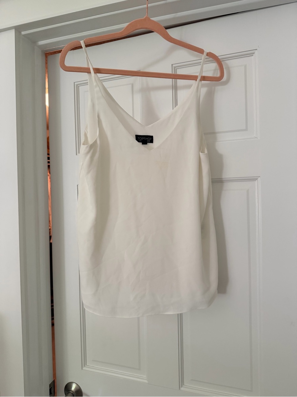 Topshop Ivory Double lined V-Neck tank/camo size us 6